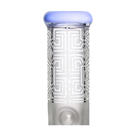 Calibear Sandblasted Straight Tube Bong, 16" Purple Top, Geometric Design