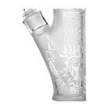 Calibear Premium Sandblasted Sol Straight Tube Bong in Frosted Glass with Intricate Designs