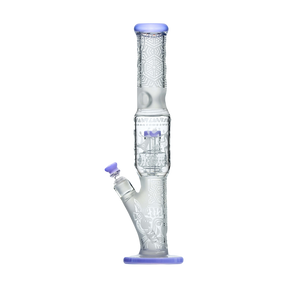 Calibear Premium Sandblasted Sol Straight Tube in Milky Purple with intricate designs, front view