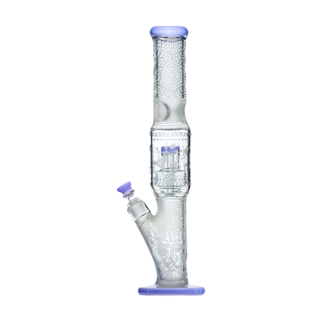 Calibear Premium Sandblasted Sol Straight Tube in Milky Purple with intricate designs, front view