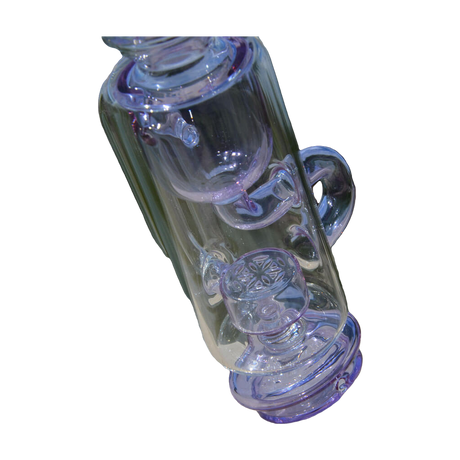 Calibear Puffco Attachment Klein in purple and green, side view on outdoor background