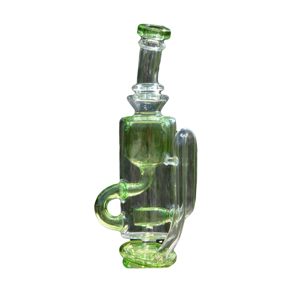 Calibear Puffco Attachment Klein in green, side view on natural backdrop, for e-rig vaporizer customization