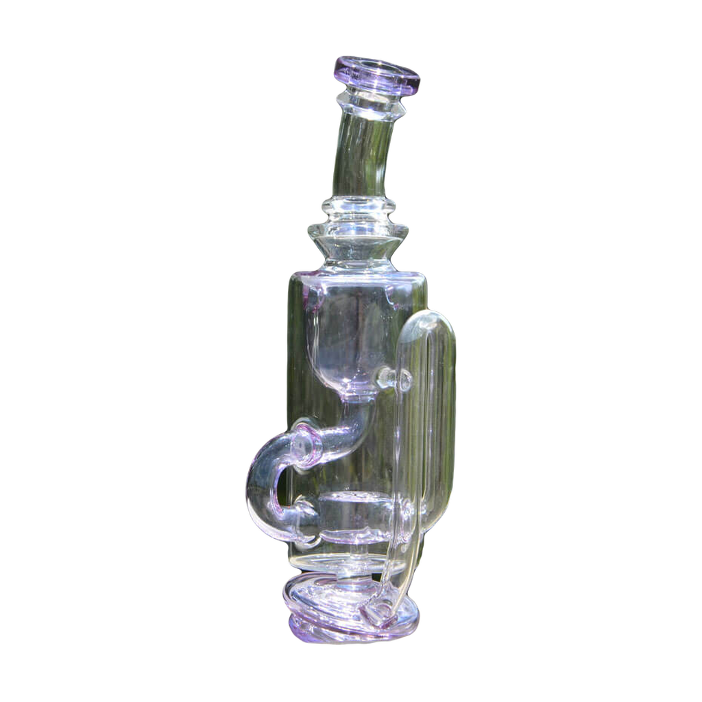 Calibear Puffco Attachment Klein in Green and Purple - Outdoor Side View