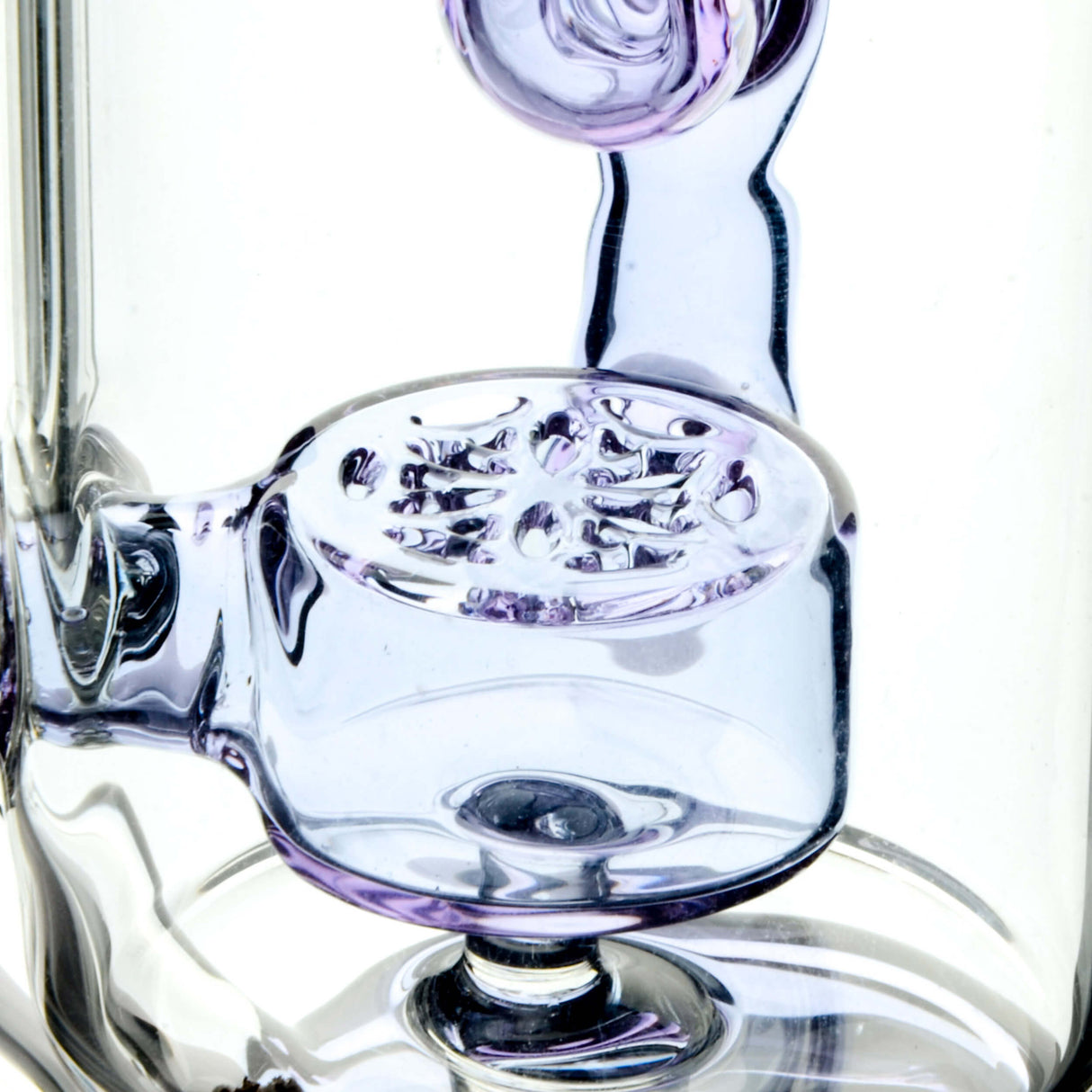 Calibear Puffco Attachment Klein in Purple - Close-up Side View of Glass E-Rig