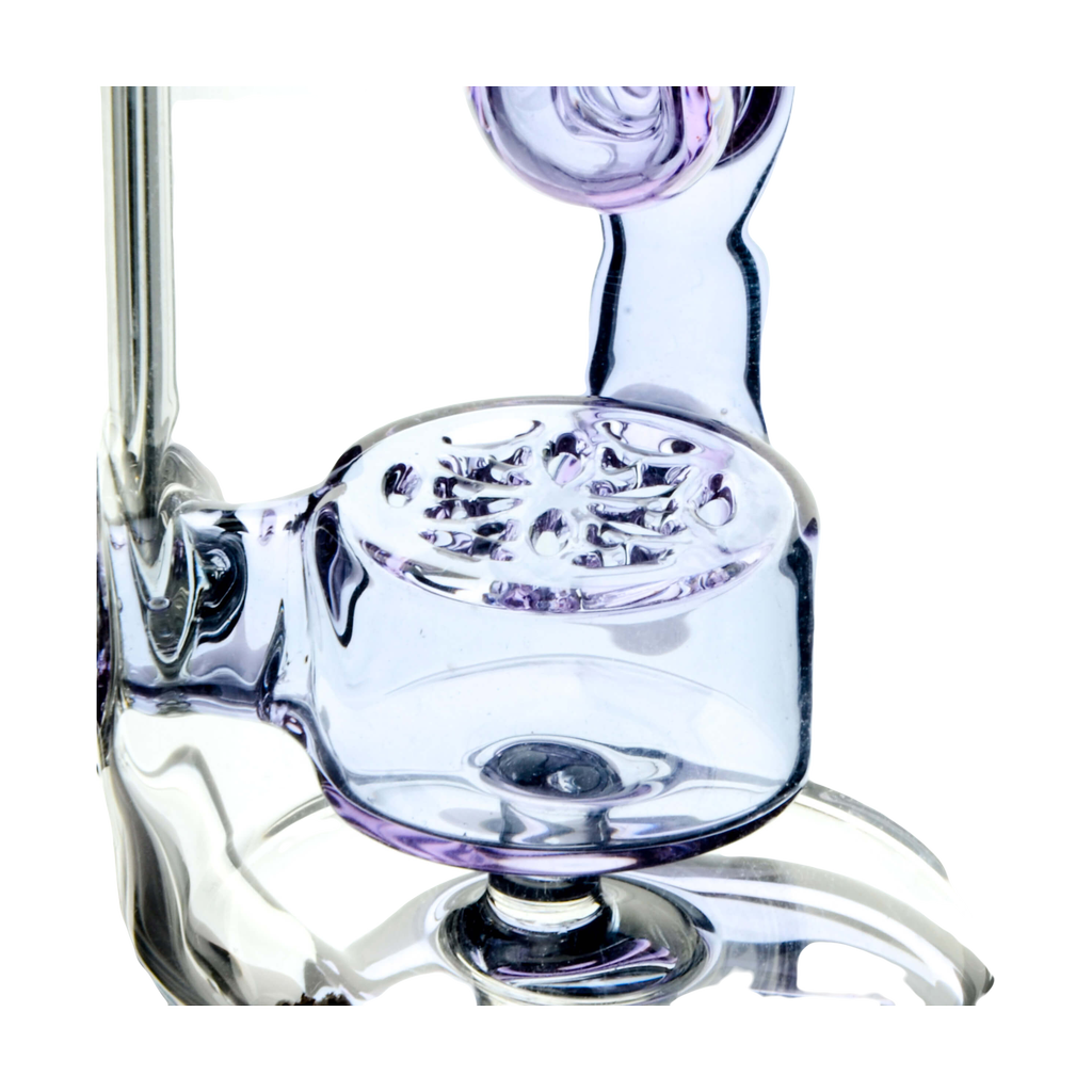 Calibear Puffco Attachment Klein in Purple - Close-up Side View of Glass E-Rig