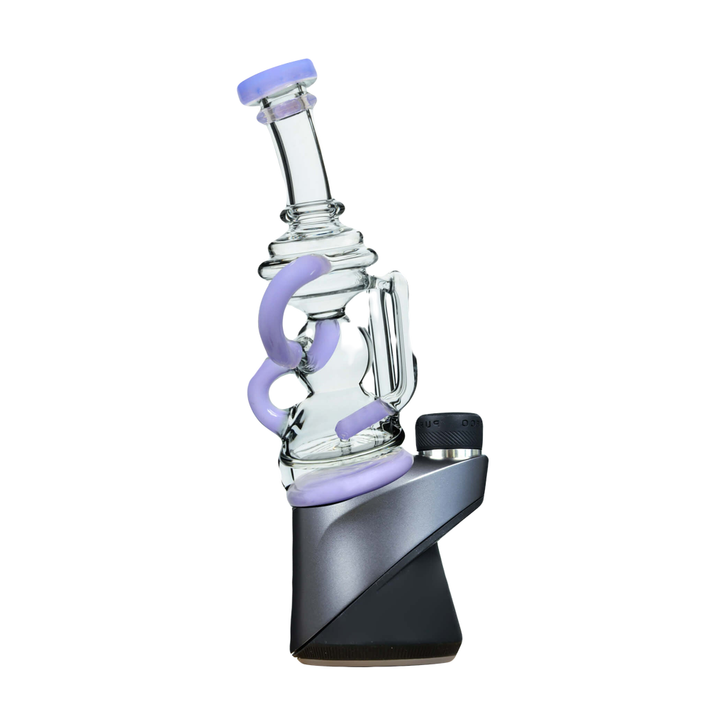 Calibear Puffco Attachment Mini Recycler in Milky Purple, Borosilicate Glass, Front View