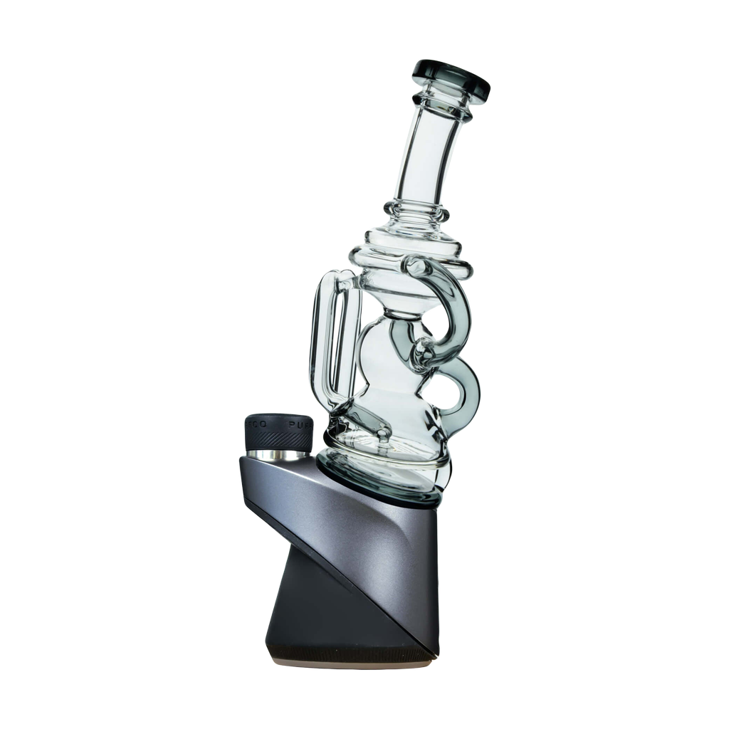 Calibear Puffco Attachment Mini Recycler in Transparent Black, Borosilicate Glass for Concentrates