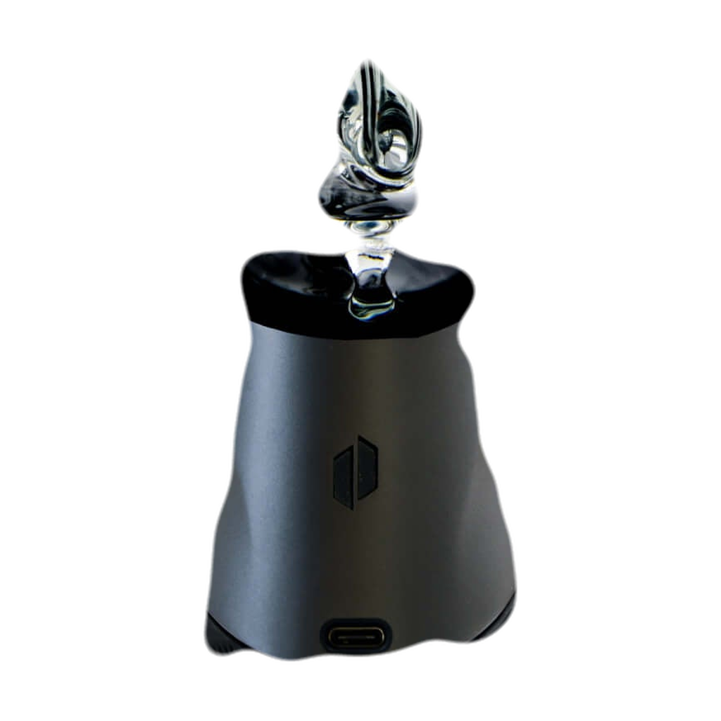 Calibear Puffco Attachment Mini Recycler in Black, Borosilicate Glass, Percolator Design, Front View