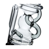 Calibear Puffco Mini Recycler Attachment in Clear Borosilicate Glass, Intricate Design, Side View