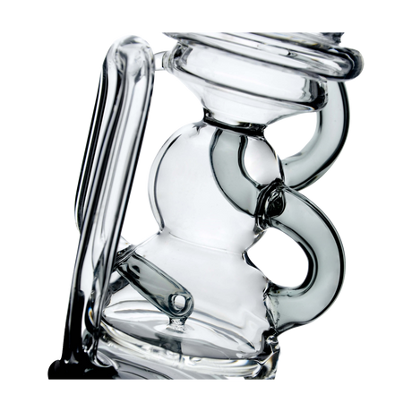 Calibear Puffco Mini Recycler Attachment in Clear Borosilicate Glass, Intricate Design, Side View