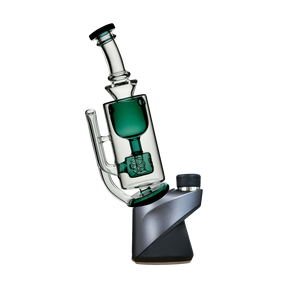 Calibear Puffco Attachment Torus in Aqua - Side View for E-Rigs, Green Glass with Durable Design