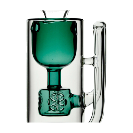 Calibear Puffco Torus Attachment in green, close-up side view for e-rigs, intricate design