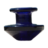 Calibear Puffco Peak Carb Cap in blue glass, compact design for dab rigs, front view