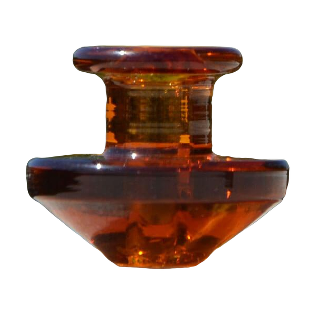 Calibear Puffco Peak Carb Cap in amber glass, compact design, perfect for dab rigs - front view