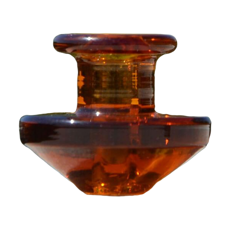 Calibear Puffco Peak Carb Cap in amber glass, compact design, perfect for dab rigs - front view
