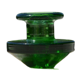 Calibear Puffco Peak Carb Cap in green glass, compact design for dab rigs, outdoor side view