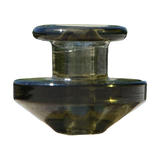 Calibear Puffco Peak Carb Cap in glass, compact design, side view on natural backdrop