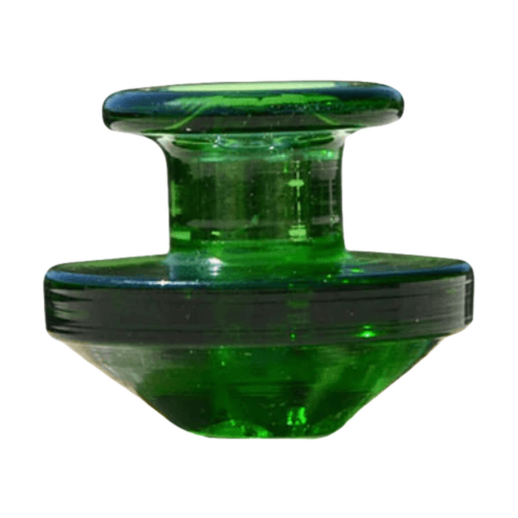 Calibear Puffco Peak Carb Cap in green, bubble design for efficient airflow control, front view