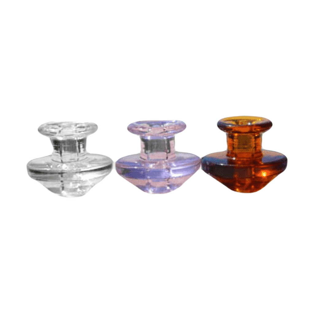 Calibear Puffco Peak Carb Caps lineup in various colors for dab rigs, front view on white background