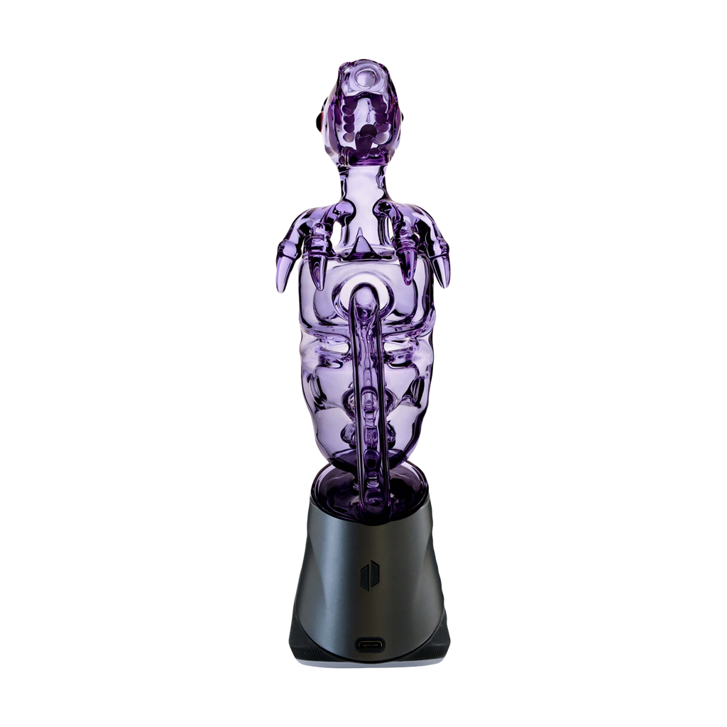 Calibear Puffco Peak Fab Dino Glass Attachment in Purple with Showerhead Percolator - Front View