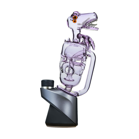 Calibear Puffco Peak Fab Dino Glass Dab Rig in Purple with Showerhead Percolator - Side View