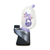 Calibear Puffco Peak Frosted Yoshi Egg glass attachment in Milky Purple, side view on white background