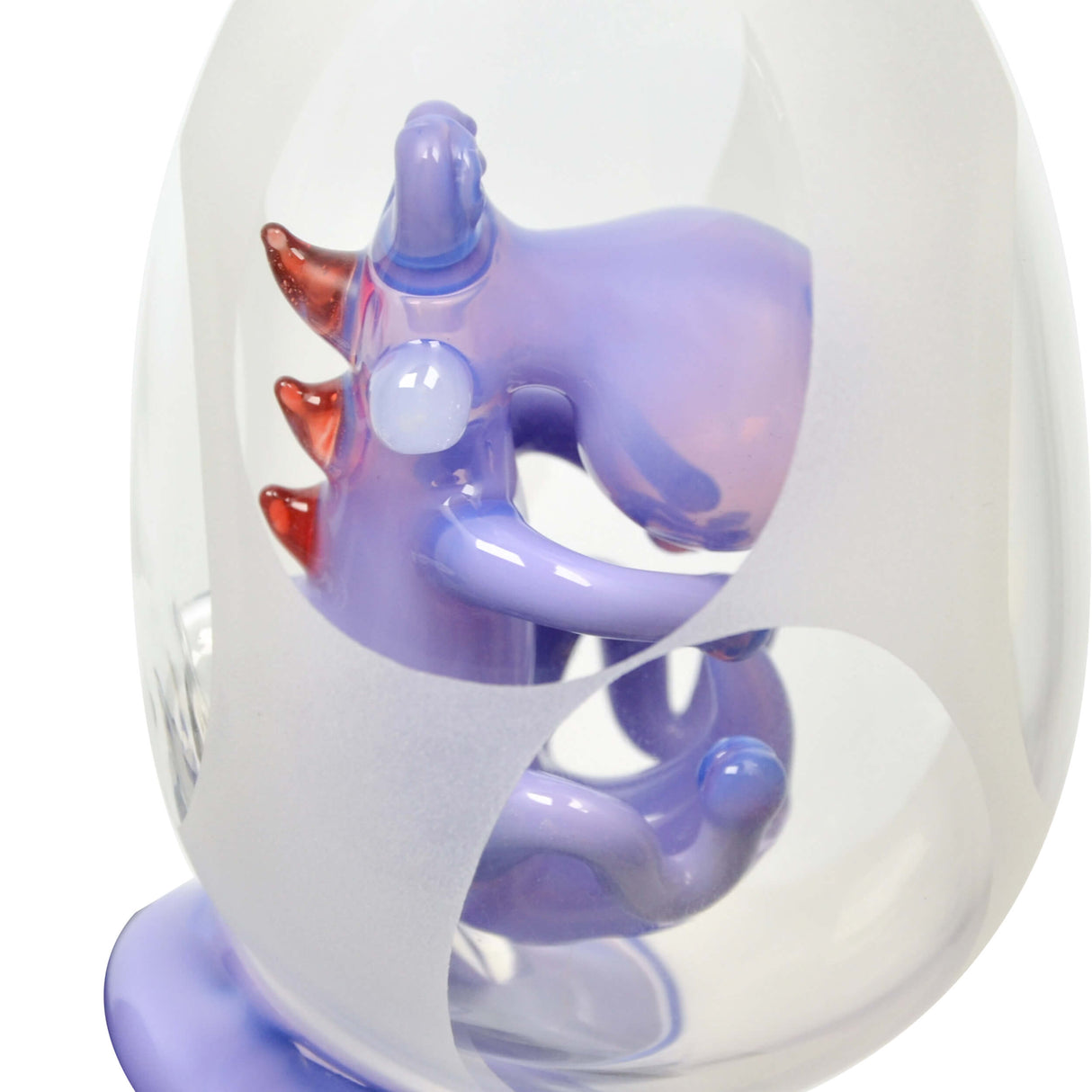 Calibear Puffco Peak Frosted Glass Attachment resembling a Yoshi Egg, Close-up Side View