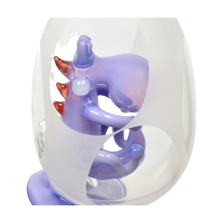 Calibear Puffco Peak Frosted Glass Attachment resembling a Yoshi Egg, Close-up Side View
