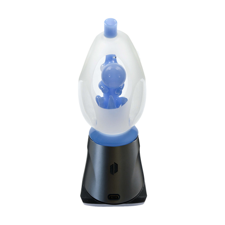 Calibear Puffco Peak accessory with frosted Yoshi egg design in borosilicate glass, front view on white background