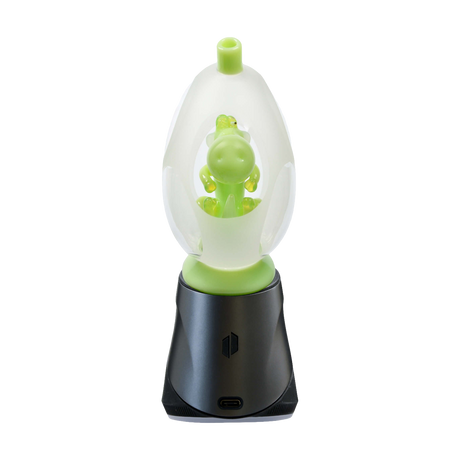 Calibear Puffco Peak Frosted Yoshi Egg Glass Attachment on E-Rig Base - Front View