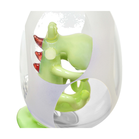 Calibear Puffco Peak Glass Attachment with Frosted Yoshi Egg Design, Close-up View