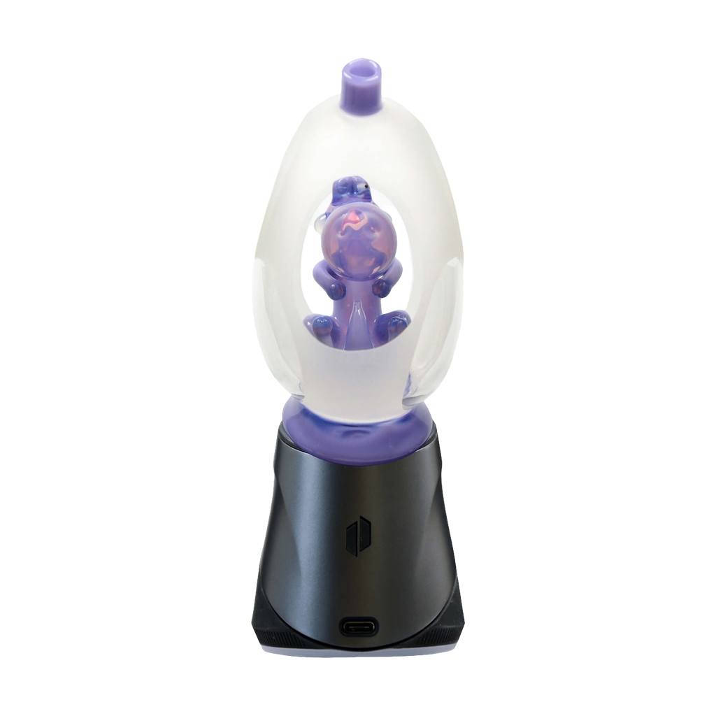 Calibear Puffco Peak Frosted Glass Attachment with Yoshi Egg Design, Front View on White Background