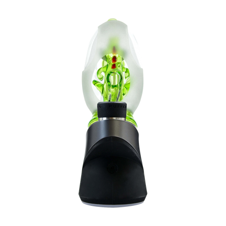 Calibear Puffco Peak Glass Attachment with Frosted Yoshi Egg Design, Front View on White Background