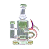 Calibear Ribbing Horn Klein Recycler Bong in Lime Green with Glass on Glass Joint