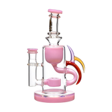 Calibear Ribbing Horn Klein Bong in Milk Pink with Recycler Design, Front View