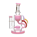 Calibear Ribbing Horn Klein Bong in Milk Pink with Recycler Design, Front View