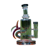 Calibear Ribbing Horn Klein in Transparent Black, 7" Heady Recycler Bong with 90 Degree Joint