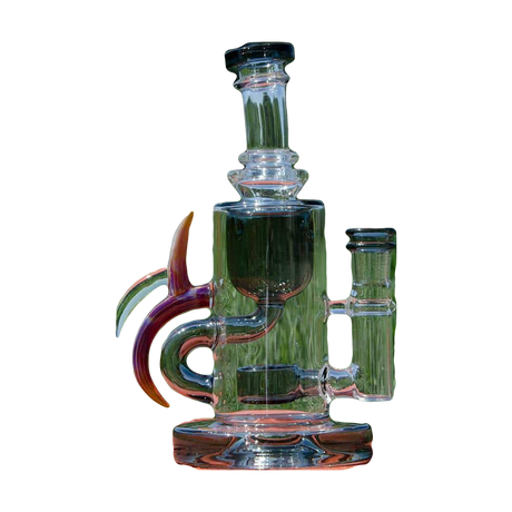 Calibear Ribbing Horn Klein in Transparent Black, 7" Heady Recycler Bong with 90 Degree Joint