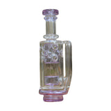 Calibear Straight Fab Carta Attachment in clear borosilicate glass with purple accents, front view on natural background