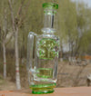 Calibear Straight Fab Puffco Attachment in Lime Green, side view, displayed outdoors