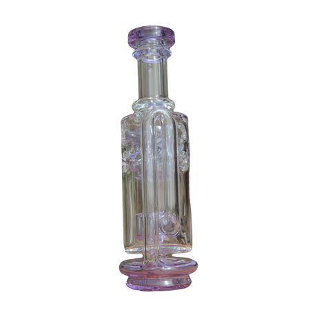 Calibear Straight Fab Puffco Attachment with purple accents, front view on natural background