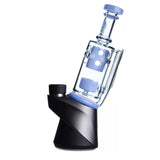 Calibear Straight Fab Puffco Attachment in blue, clear view on a black base, ideal for vaporizer customization