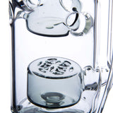 Calibear Straight Fab Puffco Attachment in clear glass, close-up side view