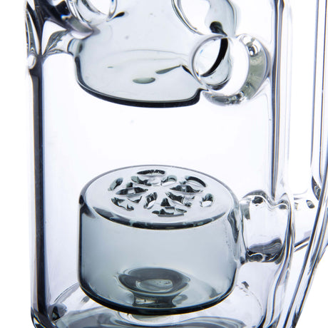 Calibear Straight Fab Puffco Attachment in clear glass, close-up side view