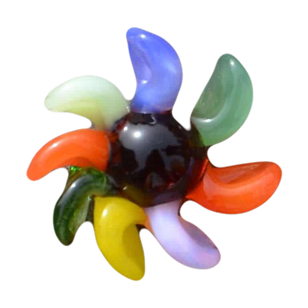 Calibear Borosilicate Glass Terp Spinner Set, 25mm fit, colorful petal design, top view