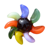 Calibear Borosilicate Glass Terp Spinner Set, 25mm fit, colorful petal design, top view