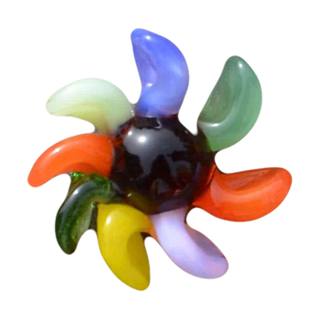 Calibear Borosilicate Glass Terp Spinner Set, 25mm fit, colorful petal design, top view