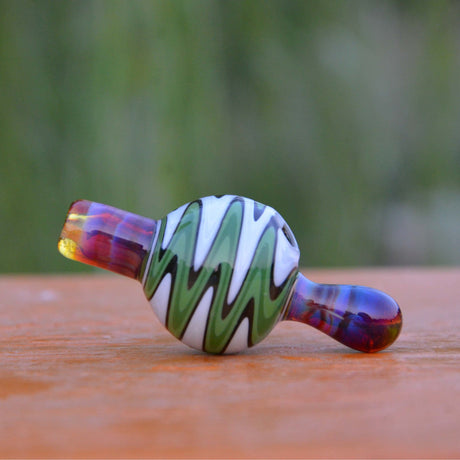 Calibear Wigwag Bubble Carb Cap in Green, High-Quality Borosilicate Glass, Front View