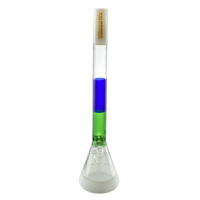 California Beaker Co. Mountain 22" Bong front view with green and blue accents for dry herbs