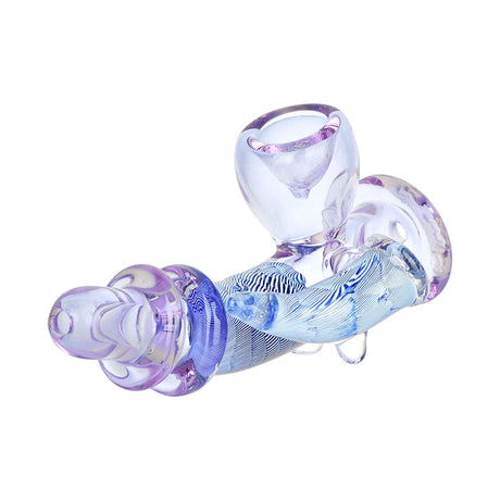 Call Of The Wild Horned Steamroller hand pipe in black borosilicate glass, 5" side view